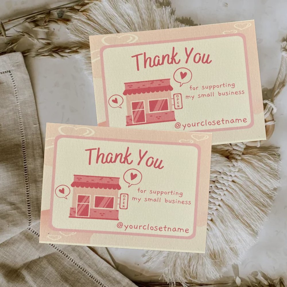 100 Pink Cute Thank You for support Card